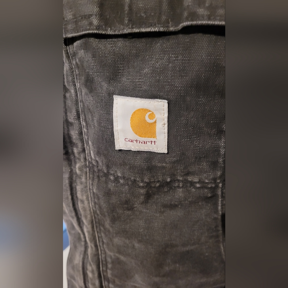 Carhartt ***WORK JACKET-HAS SOME HOLES*** Gray-Brown Lined Canvas Work Jacket - Picture 7 of 13